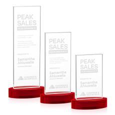 Heathrow Red on Alberton Base Rectangle Crystal Award - Awards and Trophies