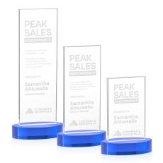 Heathrow Sky Blue on Alberton Base Rectangle Crystal Award - Awards and Trophies