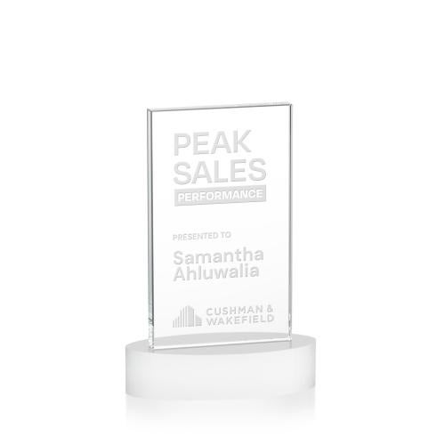 Awards and Trophies - Crystal Awards - Heathrow White on Alberton Base Rectangle Crystal Award