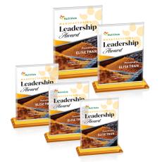 Vitalia Full Color Amber Rectangle Crystal Award - Full Color Imprint