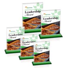 Vitalia Full Color Green Rectangle Crystal Award - Crystal Awards