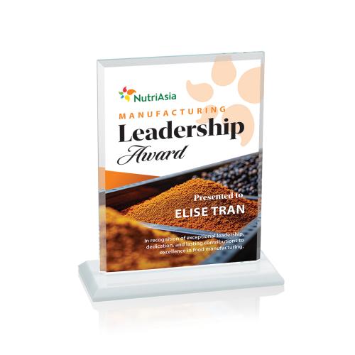 Awards and Trophies - Crystal Awards - Vitalia Full Color White Rectangle Crystal Award