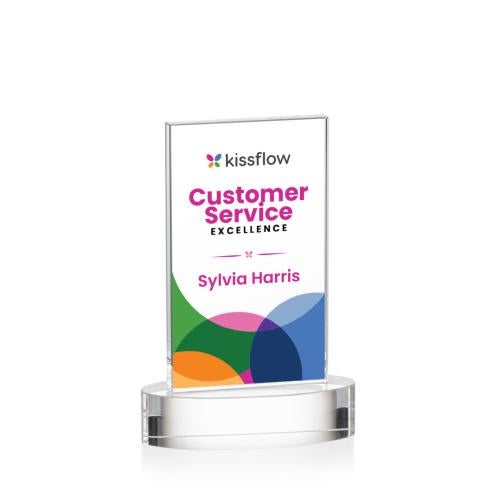 Awards and Trophies - Crystal Awards - Heathrow Full Color Clear on Alberton Base Rectangle Crystal Award