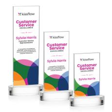 Heathrow Full Color Clear on Alberton Base Rectangle Crystal Award - Crystal Awards