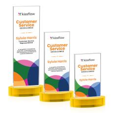 Heathrow Full Color Gold on Alberton Base Rectangle Crystal Award - Awards and Trophies