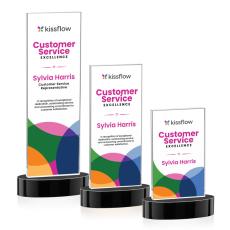Heathrow Full Color Black on Alberton Base Rectangle Crystal Award - Full Color Imprint