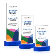 Heathrow Full Color Blue on Alberton Base Rectangle Crystal Award - Awards and Trophies
