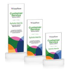 Heathrow Full Color White on Alberton Base Rectangle Crystal Award - Crystal Awards