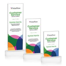 Heathrow Full Color White on Alberton Base Rectangle Crystal Award - Awards and Trophies