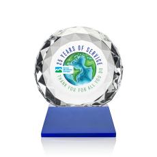 Seville Full Color Blue on Cleveland Base Circle Crystal Award - Diamond Awards