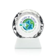 Seville Full Color White on Cleveland Base Circle Crystal Award - Diamond Awards