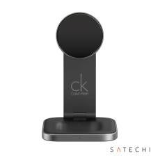 SATECHI 3-in-1 Qi2 Wireless Charging Stand, Type A,C,G Plugs - Promotional Products