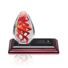 Helix Tear Drop on Rosewood Base Glass Award - Glass Awards