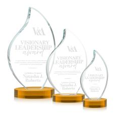 Odessy Amber on Alberton Base Flame Crystal Award - Awards and Trophies