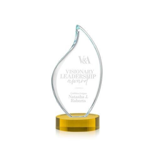 Awards and Trophies - Crystal Awards - Odessy Gold on Alberton Base Flame Crystal Award