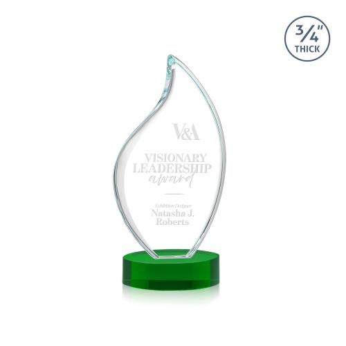 Awards and Trophies - Crystal Awards - Odessy Green on Alberton Base Flame Crystal Award