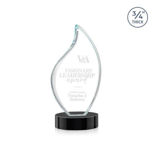 Awards and Trophies - Crystal Awards - Odessy Black on Alberton Base Flame Crystal Award