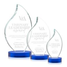 Odessy Blue on Alberton Base Flame Crystal Award - Awards and Trophies