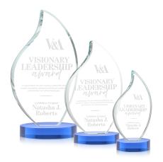 Odessy Sky Blue on Alberton Base Flame Crystal Award - Awards and Trophies