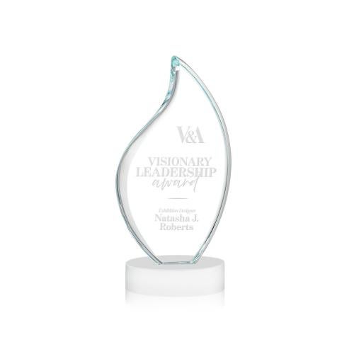 Awards and Trophies - Crystal Awards - Odessy White on Alberton Base Flame Crystal Award