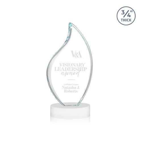 Awards and Trophies - Crystal Awards - Odessy White on Alberton Base Flame Crystal Award