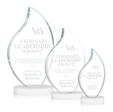 Odessy White on Alberton Base Flame Crystal Award - Awards and Trophies