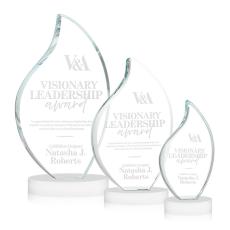 Odessy White on Alberton Base Flame Crystal Award - Awards and Trophies