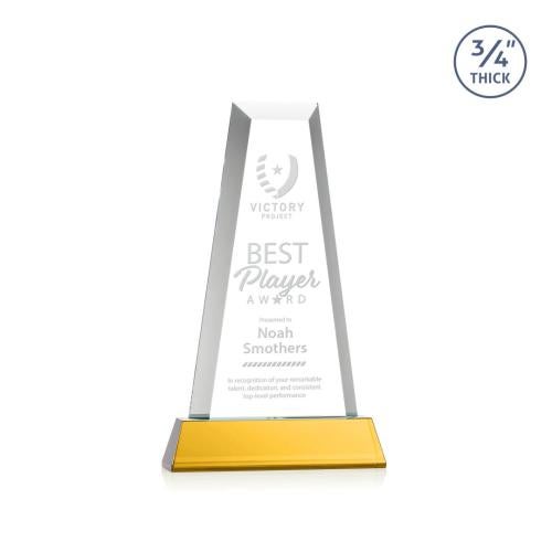 Awards and Trophies - Crystal Awards - Imperial Tower on Newhaven Base - Amber