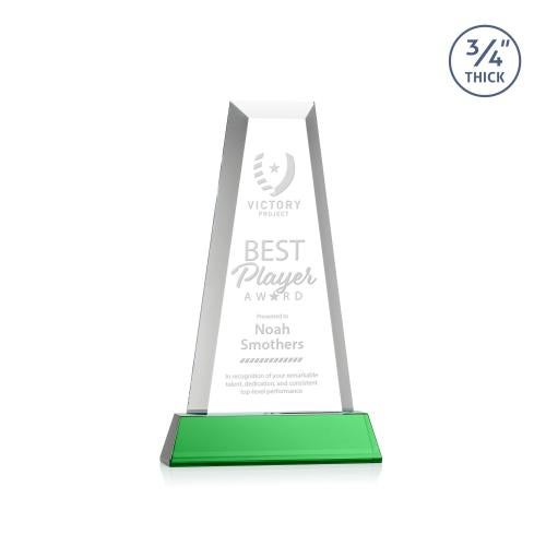 Awards and Trophies - Crystal Awards - Imperial Tower on Newhaven Base - Green