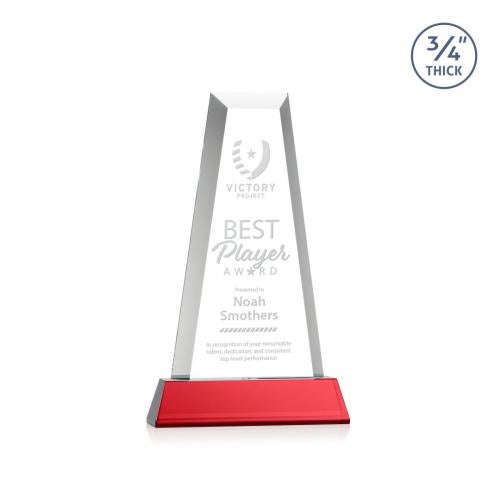 Awards and Trophies - Crystal Awards - Imperial Tower on Newhaven Base - Red