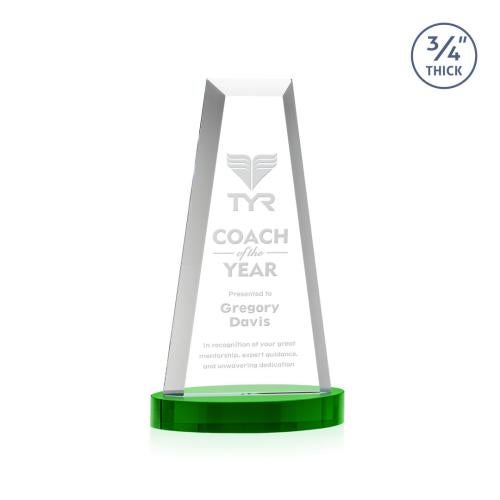 Awards and Trophies - Crystal Awards - Imperial Tower on Alberton Base - Green