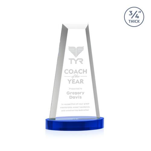 Awards and Trophies - Crystal Awards - Imperial Tower on Alberton Base - Blue