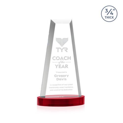 Awards and Trophies - Crystal Awards - Imperial Tower on Alberton Base - Red