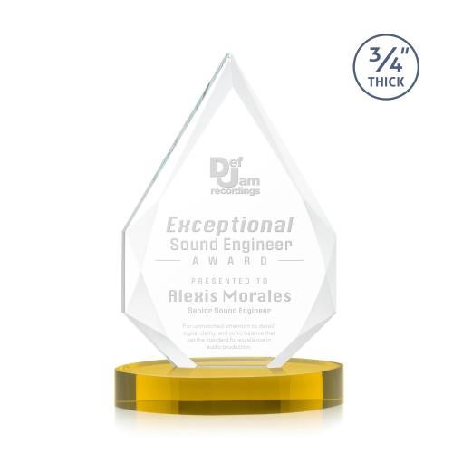 Awards and Trophies - Crystal Awards - Hawthorne Gold on Alberton Base Peaks Crystal Award