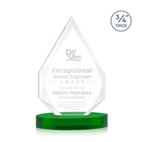 Awards and Trophies - Crystal Awards - Hawthorne Green on Alberton Base Crystal Award