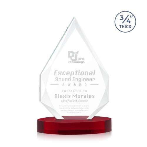 Awards and Trophies - Crystal Awards - Hawthorne Red on Alberton Base Peaks Crystal Award