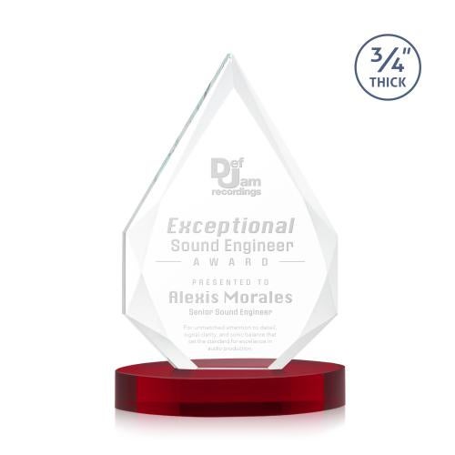 Awards and Trophies - Crystal Awards - Hawthorne Red on Alberton Base Crystal Award