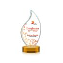 Odessy Full Color Amber on Alberton Base Flame Crystal Award