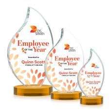 Odessy Full Color Amber on Alberton Base Flame Crystal Award - Full Color Imprint