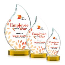 Odessy Full Color Gold on Alberton Base Flame Crystal Award - Awards and Trophies