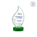 Odessy Full Color Green on Alberton Base Flame Crystal Award