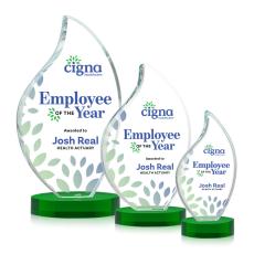 Odessy Full Color Green on Alberton Base Flame Crystal Award - Colored Crystal Awards