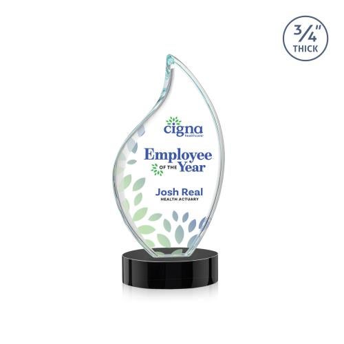 Awards and Trophies - Crystal Awards - Odessy Full Color Black on Alberton Base Flame Crystal Award