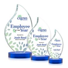 Odessy Full Color Blue on Alberton Base Flame Crystal Award - Colored Crystal Awards