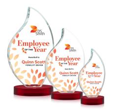 Odessy Full Color Red on Alberton Base Flame Crystal Award - Crystal Awards