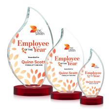 Odessy Full Color Red on Alberton Base Flame Crystal Award - Colored Crystal Awards