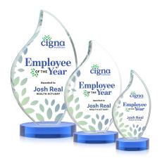 Odessy Full Color Sky Blue on Alberton Base Flame Crystal Award - Crystal Awards