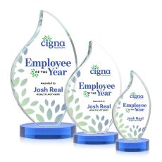Odessy Full Color Sky Blue on Alberton Base Flame Crystal Award - Awards and Trophies