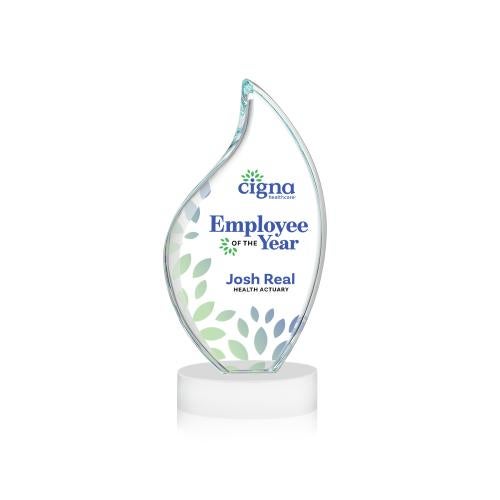 Awards and Trophies - Crystal Awards - Odessy Full Color White on Alberton Base Flame Crystal Award