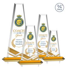 Imperial Full Color Amber Towers Crystal Award - Crystal Awards